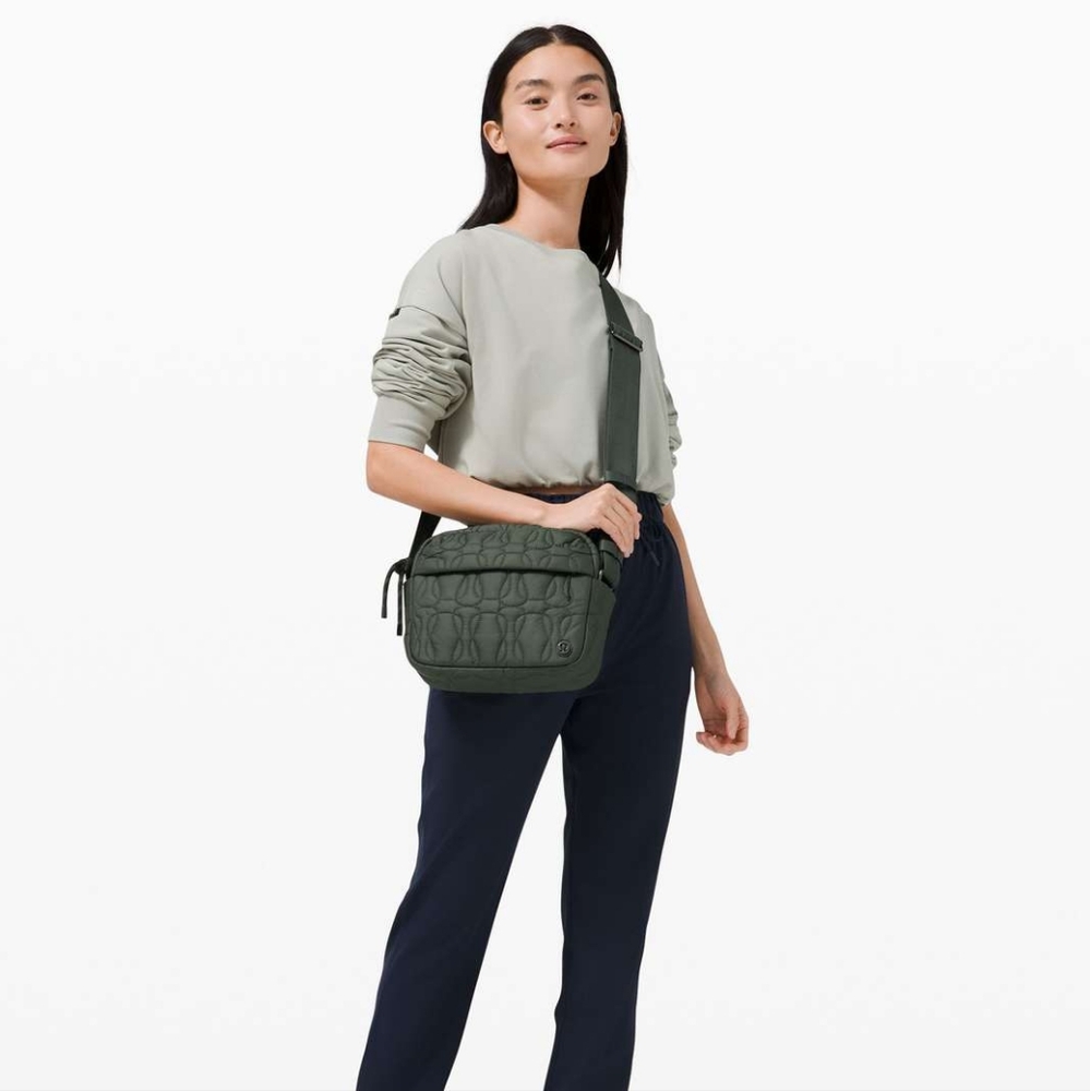 Stylish Green Quilted Crossbody Bag